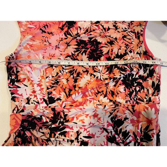 Signature Sadie Faux Wrap Dress Floral Sleeveless Side Ruched Pink Black Size 8 - Picture 4 of 8